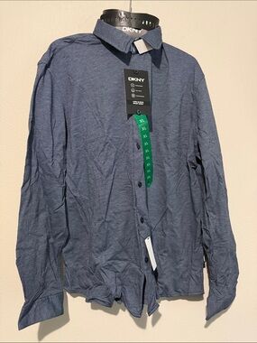 DKNY Men's Lightweight Shirt Jacket in Heather Navy
